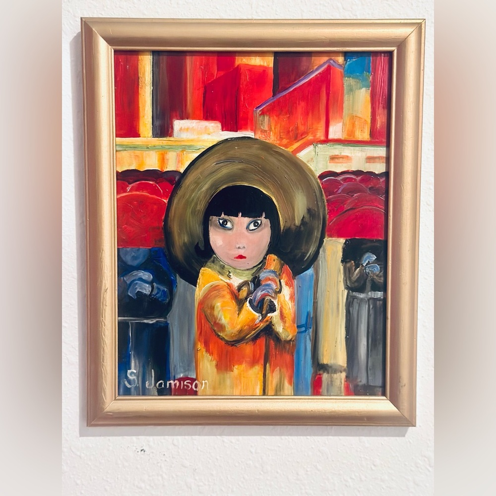 Vintage Original Oil Painting Signed by S. Jamison Abstract Woman